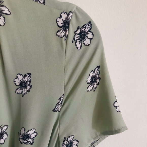 Mint Green Floral Midi Dress - Picture 4 of 7